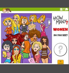 Counting Cartoon Women Characters Educational Task