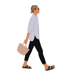 Modern Woman Walking In Casual Street Fashion Look