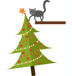 Naughty Cat Pushing Christmas Tree Icon