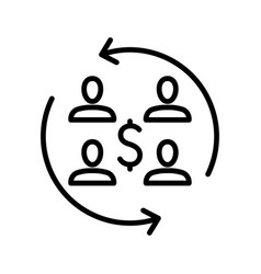 Distribution Profits Icon Money Coin With People