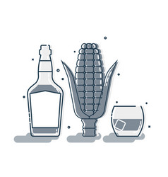 Ear Corn With Glass Bottle Whiskey