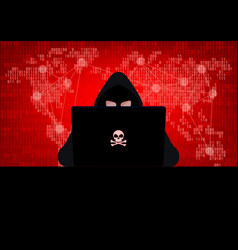 Hacker In The Dark With Red Background