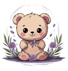 Teddy Bear With Lavender Flowers