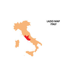 Lazio Regions Map Highlighted On Italy Map