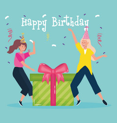 Happy Birthday Women Dancing With Gift