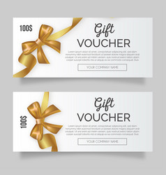 Clean Gift Voucher With Golden Ribbon Design