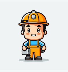 Cute Construction Worker Character Mascot Design