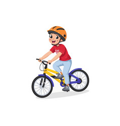 Happy Cute Little Kid Boy Riding Bicycle