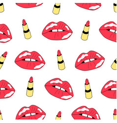 Seamless Pattern With Red Lips And Lipstick