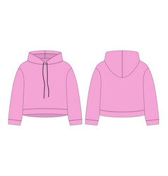 Women Crop Hoodie Technical Sketch Pink Color Cad