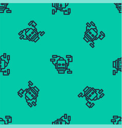 Blue Line Robot Icon Isolated Seamless Pattern