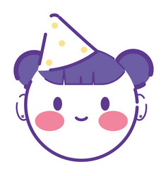 Isolated Cute Girl Avatar With Birthday Party Hat