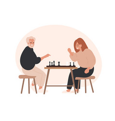 Old Man And Woman Playing Chess Collection