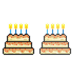 Pixel Icon Celebratory Tiered Cake With Burning