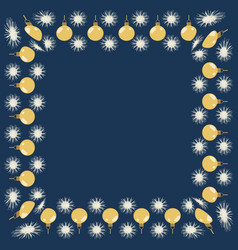 Square Frame Of Snowflakes And Golden Balls