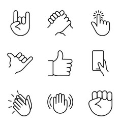 Hand Gesture Icon Set Isolated On White Background