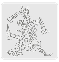 Monochrome Icon With Symbols From Aztec Codices