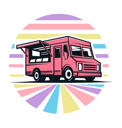 Retro Colors On Food Truck Logo