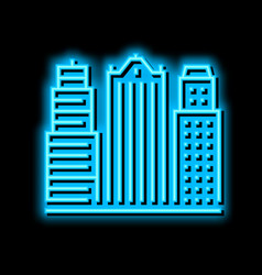 Skyscraper Business Center Building Neon Glow Icon