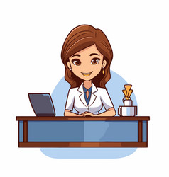 Woman At Reception Desk Cartoon Graphic Design