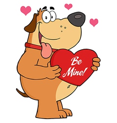 Fat Dog Holding Up A Red Heart With Text