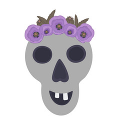 Human Scull And Flower Wreath