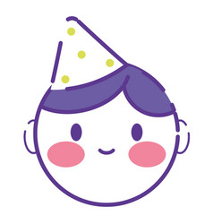 Isolated Cute Boy Avatar With Birthday Party Hat