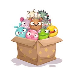 Paper Box Full Of Round Stuffed Animal Toys