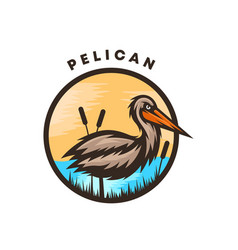 Pelican In The Nature Mascot Logo