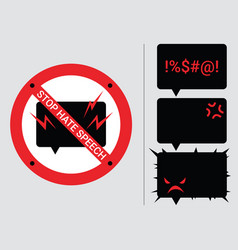 Set 4 Prohibition Signs Stop Hate Speech