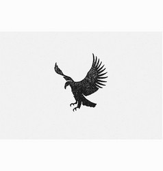 Black Silhouette Wild Eagle Soaring In Sky