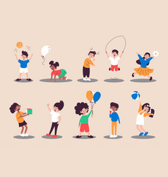 Children Playing Set In Flat Design