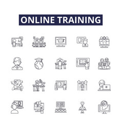 Online Training Line Icons And Signs