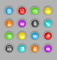 Bakery Colored Plastic Round Buttons Icon Set