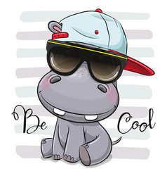 Cute Hippo With Sun Glasses And Cap