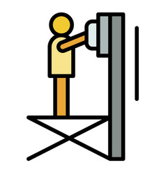 Scissor Lift Platform Icon Color Outline