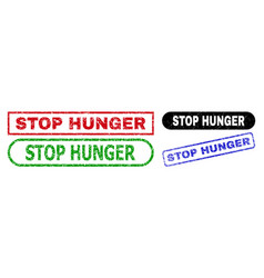 Stop Hunger Rectangle Stamps Using Corroded Style