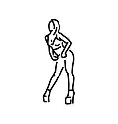 Woman Strip Dance Color Line Icon Contemporary