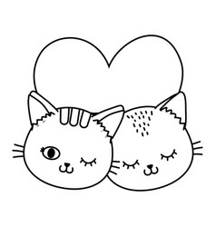 Happy Valentines card Cute cat with heart Vector Image