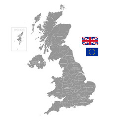 Grey Political Map Uk