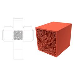 Square Box With Stenciled Curved Pattern Window