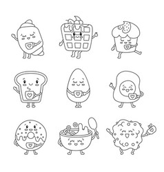 Funny Breakfast Characters Coloring Page