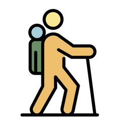 Hiking Family Icon Color Outline