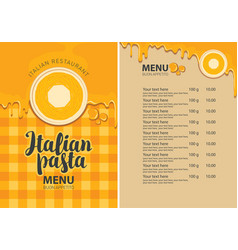 Pasta Menu For Italian Restaurant With