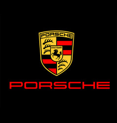 Porsche Brand Logo Car Symbol With Name Red Design