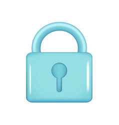 Realistic 3d Blue Glossy Closed Lock Icon Data