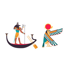 Anubis Or Inpu On Boat As Ancient Egyptian God