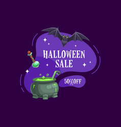 Halloween Sale Badge With Holiday Spooky Bat