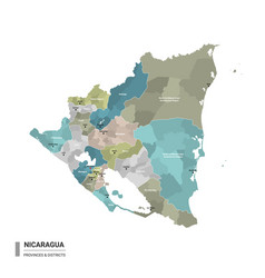 Nicaragua Higt Detailed Map With Subdivisions