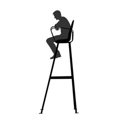 Tennis Referee In Chair Silhouette Isolated